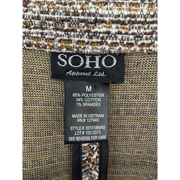 SOHO Tweed Blazer Jacket Women Size M | Brown Textured | Business Casual - Picture 3 of 8
